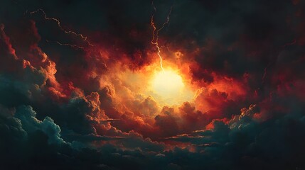 Fototapeta premium Fiery inferno illuminates the night sky with swirling orange flames and billowing smoke