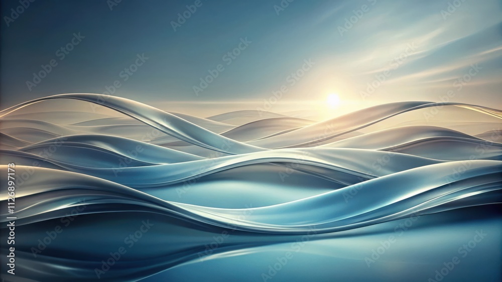 Leinwandbilder abstract wavy lines against a blue gradient background with a bright light source at the top