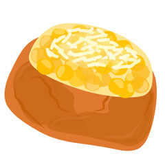 Handrawn illustration of inari sushi with cheese