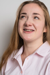 Young woman after dental medical care