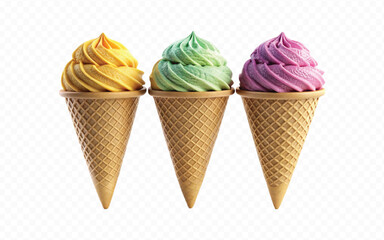 abstract 3d Triple scoop ice cream cone png design 