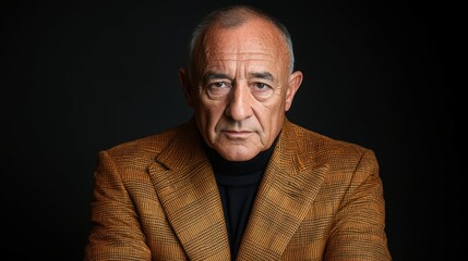 Fototapeta premium A man in a suit and tie is looking at the camera. He is serious and focused