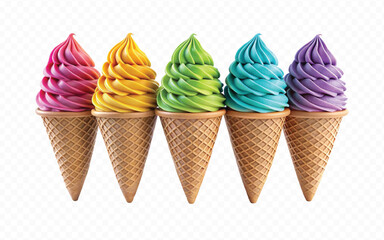 abstract 3d Triple scoop ice cream cone png design 