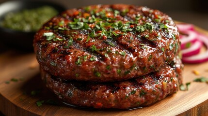a raw burger with spices