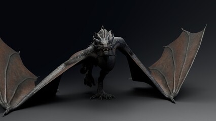 Wyvern Type Dragon 2 of background. 3d model rendering