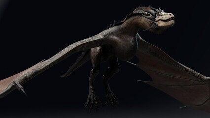 Wyvern Type Dragon 2 of background. 3d model rendering