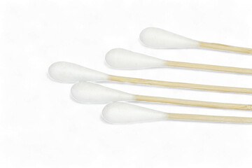 Close-up of a cotton bud on white background