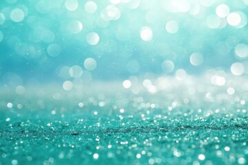 Shimmering aqua turquoise and teal green bokeh glitter sparkle background with a dreamy, cloud-like texture, teal green, aqua turquoise, ethereal ambiance
