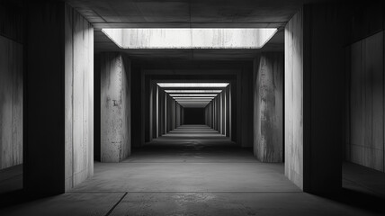 Fototapeta premium Abstract Concrete Hallway Background with Shadows