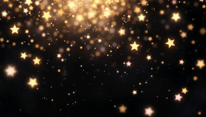 Fototapeta premium Sparkling golden stars on a dark background