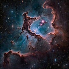 Fototapeta premium Nebula in deep space with stars. bright space sky background. Generative AI