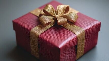 Obraz premium a red gift box with gold ribbon