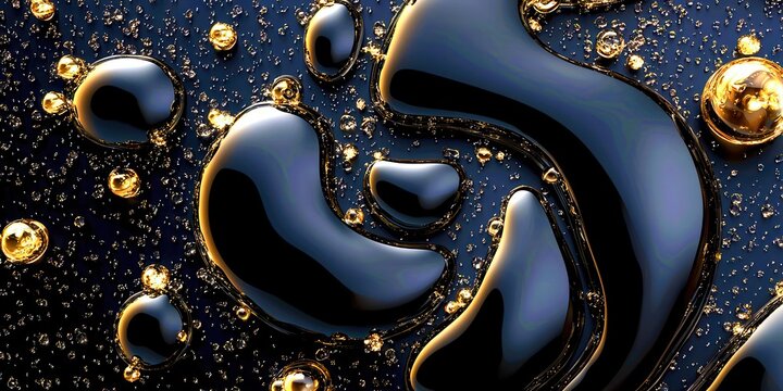Black liquid with gold flecks in it - Powered by Adobe