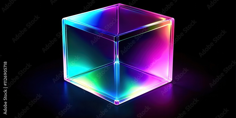 Aufkleber cube with a rainbow color inside