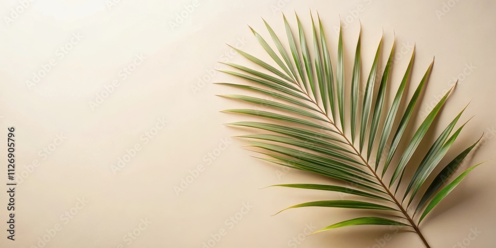Poster a single palm frond extends towards the right, its green fronds creating a natural border against a 