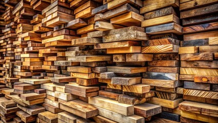 Fototapeta premium A Stack of Wooden Planks, Showing the Different Grain Patterns and Textures of the Wood
