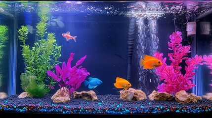Colorful fish swimming in a vibrant aquarium underwater scene aquatic life home environment close-up serenity experience