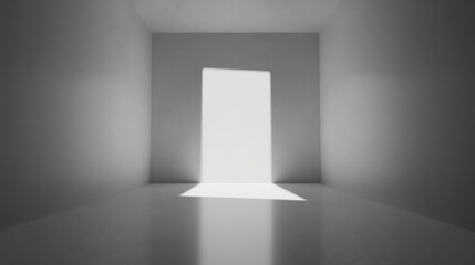 Fototapeta premium Bright Open Doorway Illuminating Empty Room with Soft Shadows and Light