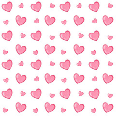 Romantic pink watercolor hearts seamless pattern