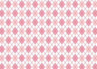 アーガイルチェック柄の背景素材　ピンク色
Argyle check pattern background material pink