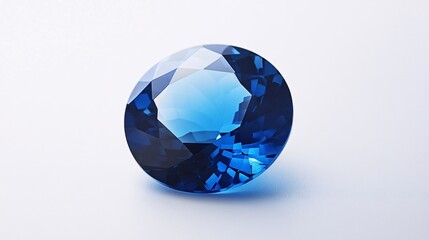 Blue Sapphire Gemstone on White Background