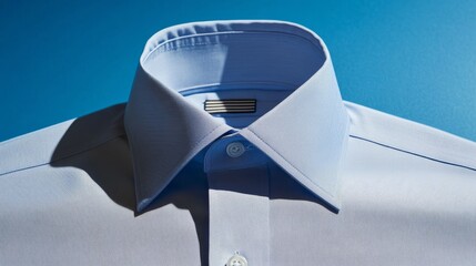 Crisp Dress Shirt Collar Detail with Soft Shadows on Studio Background