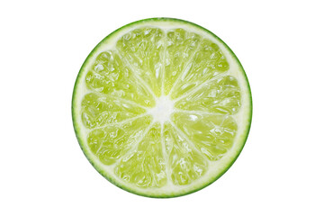 Half of lime on isolated white background. Top view