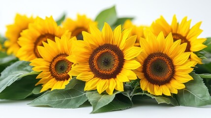 Fototapeta premium a sunflower with green leaves