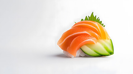 Single sushi roll isolated on white background