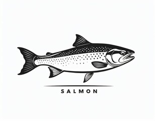 salmon icon. Salmon head front view simple black design isolated on white background. illustration. Ai generated image.