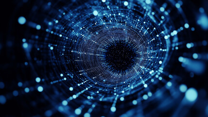 3D Abstract Flowing Digital technology Landscape background or banner 