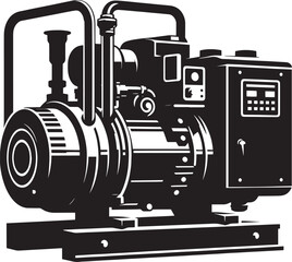 Heavy machinery power supply generator silhouette vector illustration isolated on a white background