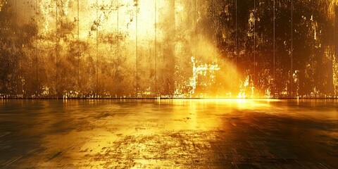 Fototapeta premium Large, empty room with a yellow wall