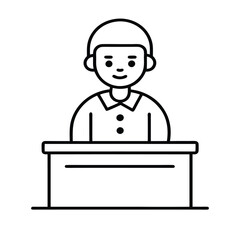 man with headset in sign line art icon vector silhouette illustration for photo overlays, t-shirt print, and flyer poster design