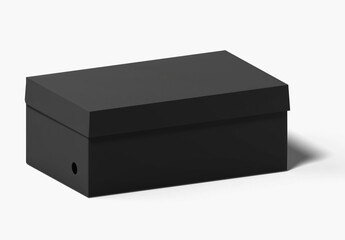 Sneaker box closed views of cardboard shoe box, box with lid for shoe or sneaker, product packaging mockup, isolated on white backgroundCraft paper box