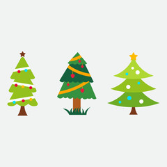 Print Set of Christmas tree , white background