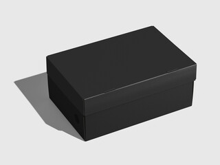 Sneaker box closed views of cardboard shoe box, box with lid for shoe or sneaker, product packaging mockup, isolated on white backgroundCraft paper box