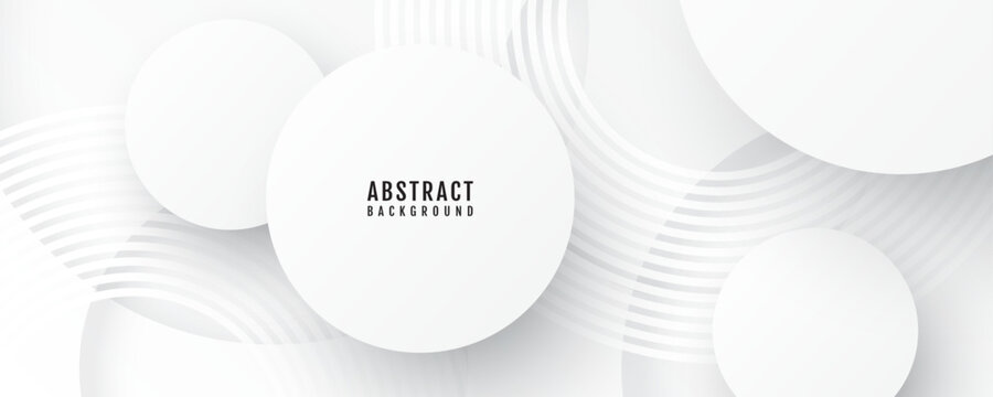3D white abstract background overlap layer on bright space with cutout shape effect decoration. Modern graphic design element circles style concept for web banner, art, flyer, card, or brochure cover
