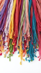 Vibrant display of colorful threads in a bouquet arrangement, threads