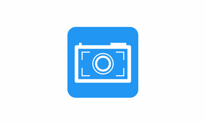 Blue camera icon logo vector isolated on white background, ideal for photography apps, digital media or photo related resources. Perfect for representing camera features or photography services in app