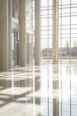 Fototapeta premium Bright and Airy Atrium with Reflective Floor
