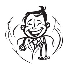 Vector line sketch Doctor Medicine logo cartoon