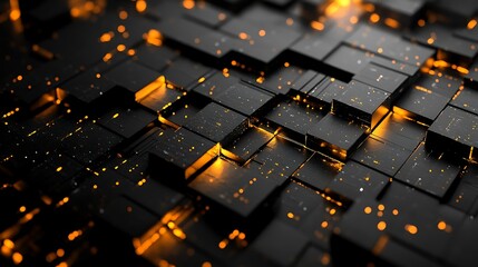 Fototapeta premium Abstract 3D rendering of glowing black cubes.