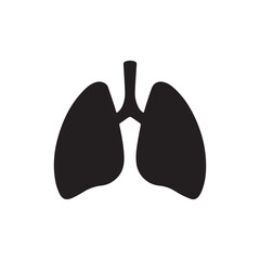 Black Lungs Silhouette Icon Minimalist Human Organ Vector Illustration