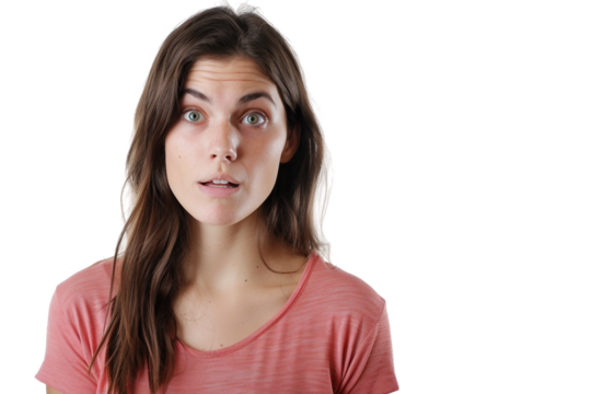 Young Woman with a Confused Expression Isolated on Transparent Background