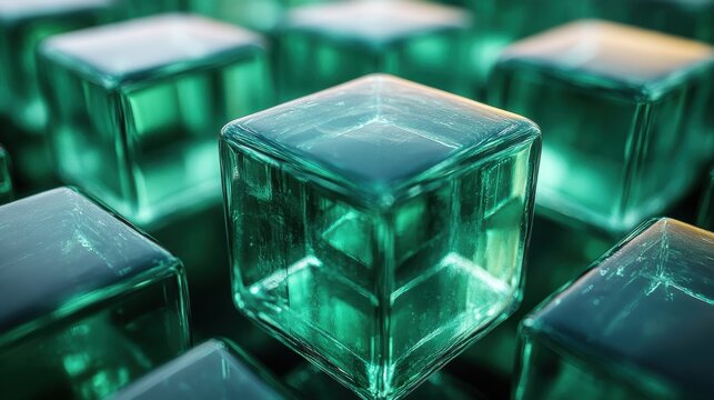 abstract animation 3d render of rotating glass cubes seamless looped vide