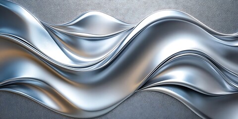Fototapeta premium Abstract silver waves flowing on gray background.