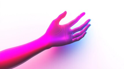 Fototapeta premium Neon Hand Designed with Glowing Light Tubes,Futuristic 3D