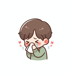 Vector of a child who is sad and crying