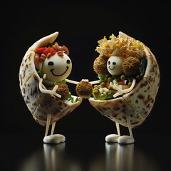 Creative Food Art: Smiling Wraps with Fresh Vegetables and Falafel